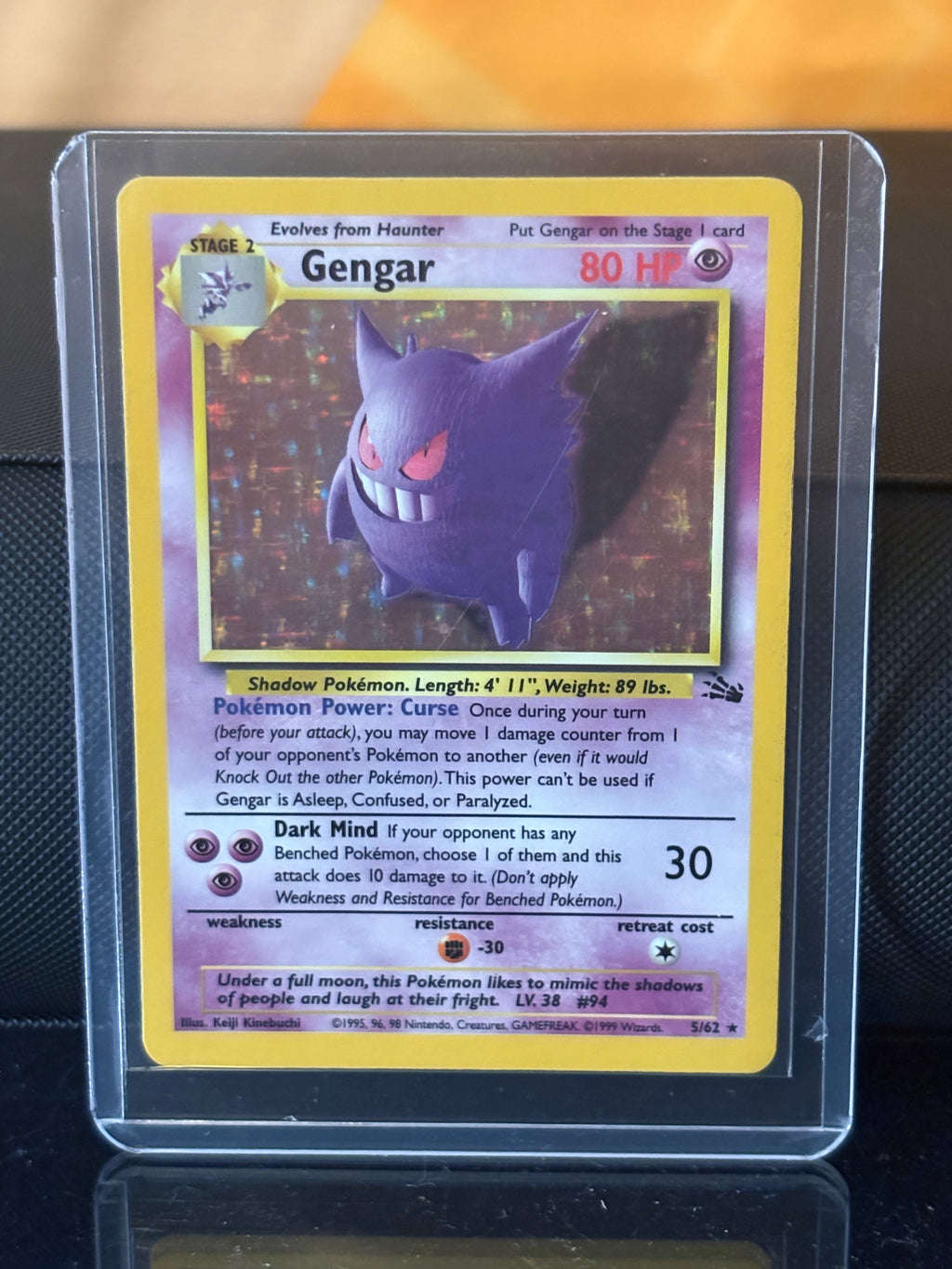 Gengar 5/62 Holo – 1999 Pokémon Fossil Unlimited – Vintage WOTC