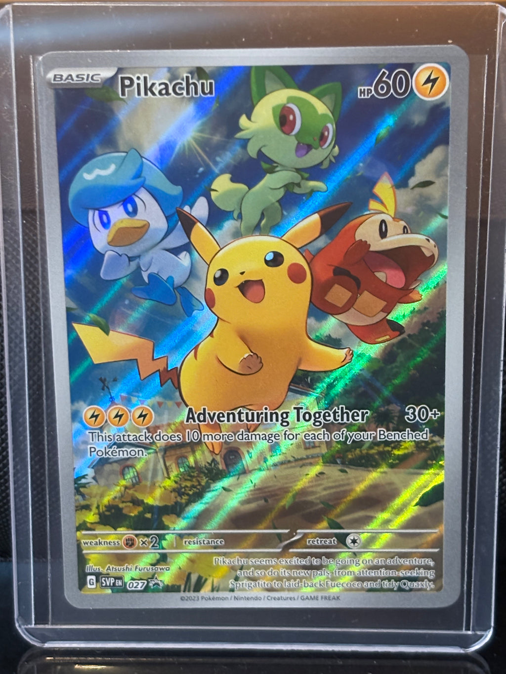 Pikachu SVP 027 Holo Promo – Adventuring Together – Scarlet & Violet Pokémonw
