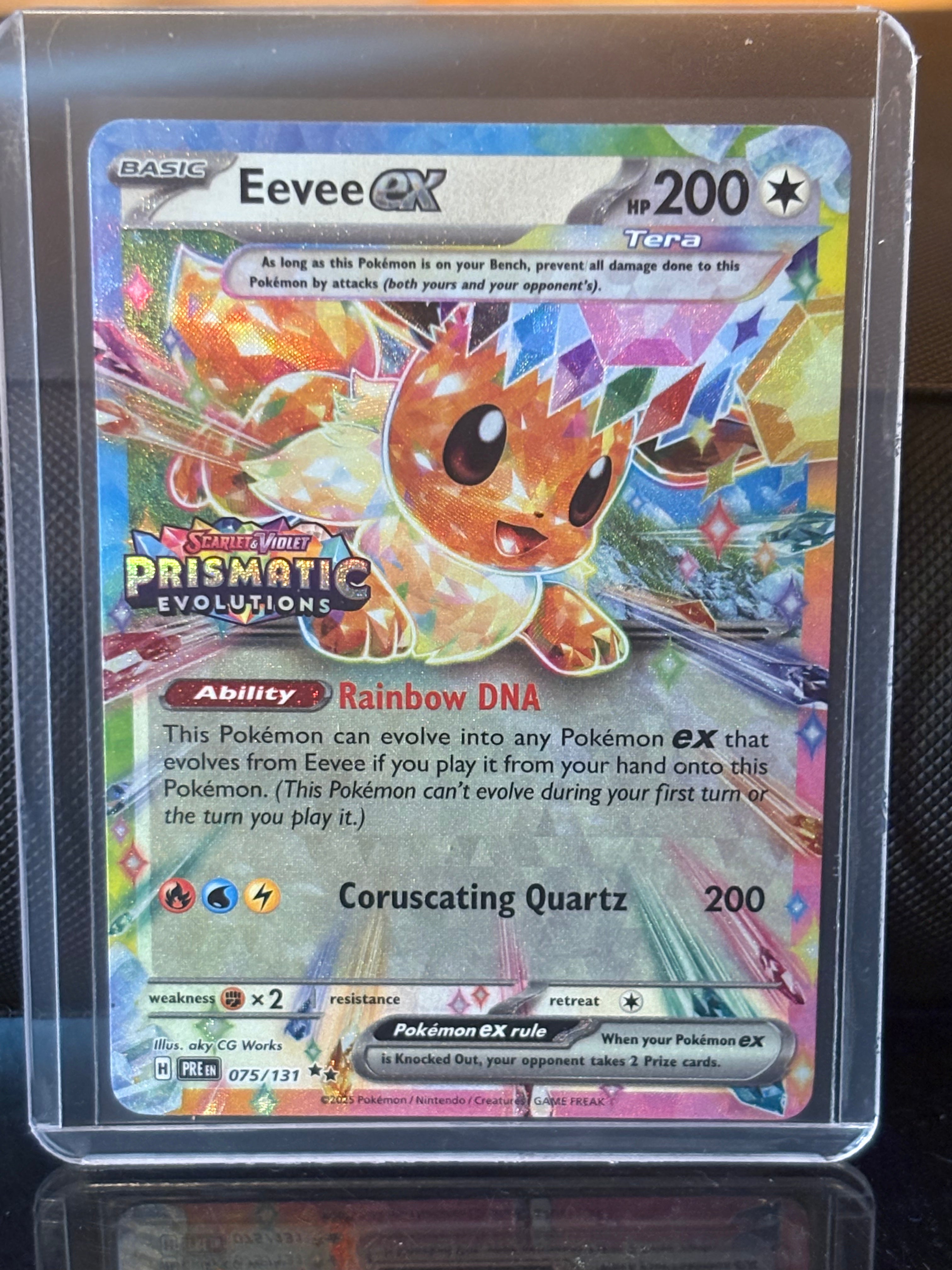 Eevee ex 075/131 Prismatic Evolutions Stamped Promo – Holo Pokémon Card